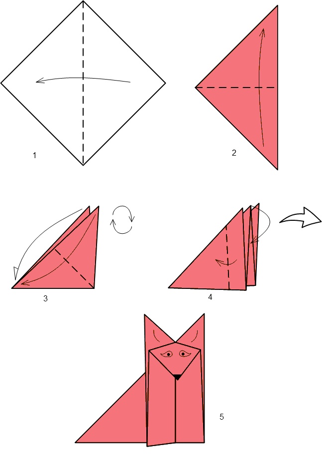 Как сделать лису из цветной бумаги