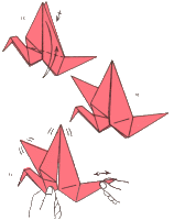 оригами как сделать бумажного журавлика шаги 15-17